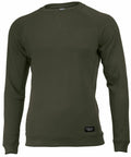 The NB87M sweatshirt from Nimbus is an olive green long-sleeve garment featuring a round neck and a small black label near the hem. Its design is simple and classic, with raglan sleeves.