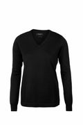 The Nimbus NB92F features a plain black V-neck design with long sleeves, displayed against a white background.