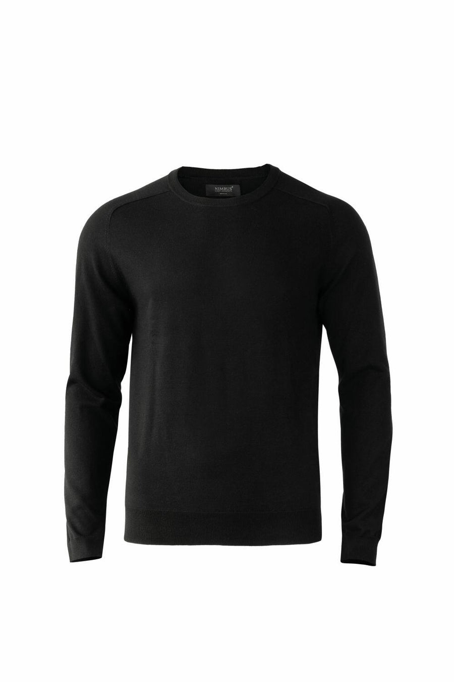 A Nimbus NB94M black crew-neck sweater featuring long sleeves, photographed against a white background.