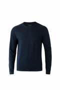 A Nimbus NB94M navy blue crew neck sweater showcased against a white background.