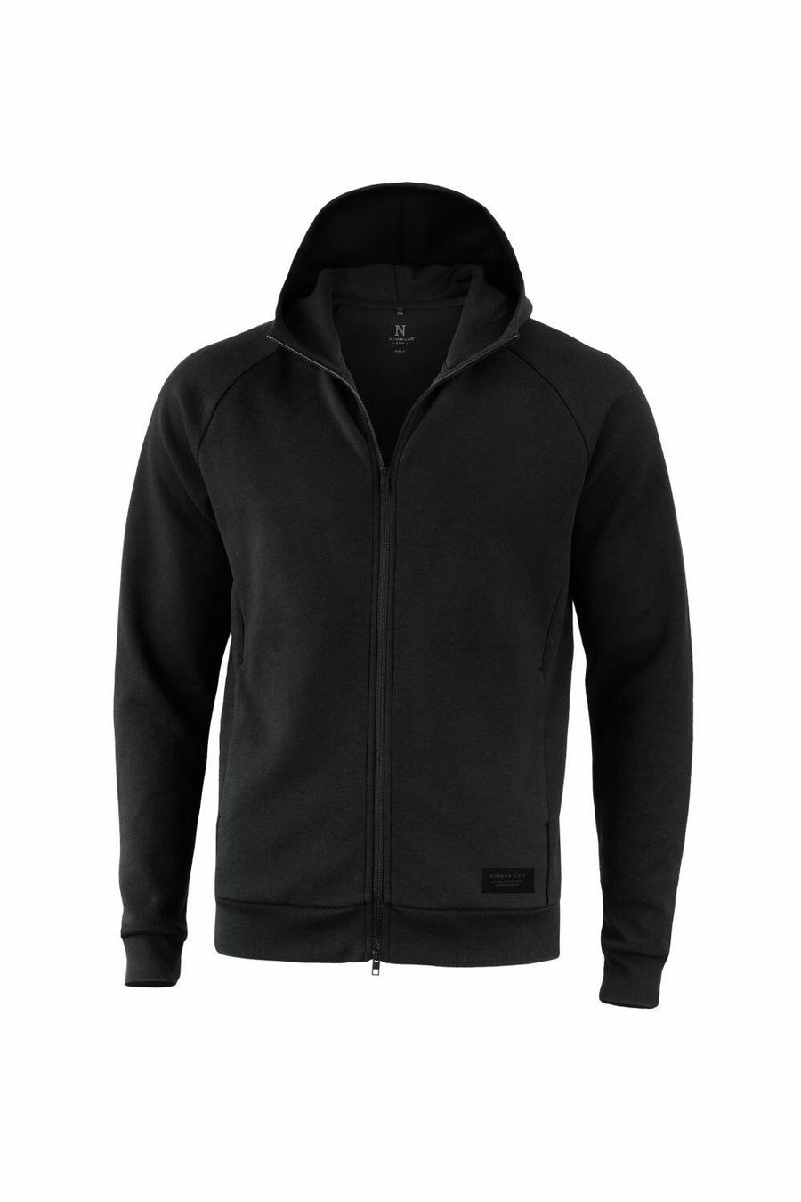Nimbus NB96M, a black zip-up hoodie featuring long sleeves and a hood.