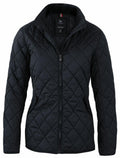 The Nimbus NB98F is a black quilted jacket featuring a front zipper and high collar, crafted to provide a fitted look.