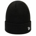 A New Era NE002 black knit beanie featuring a folded cuff and a discreet white logo on the side.