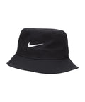 The Nike Apex bucket hat is black with a white embroidered Nike swoosh logo on the front.