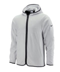 A gray Nike NK330 hooded jacket featuring a front zipper and a black swoosh logo on the left sleeve.