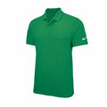 A Nike NK342 green polo shirt featuring short sleeves and a white logo on the left sleeve.