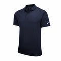 The Nike NK342 polo shirt is black with short sleeves and features a white logo on the sleeve.