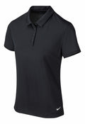 Nike's NK344 is a black short-sleeve polo shirt with a collar and three buttons, featuring a small white logo on the bottom right.