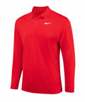 Nike NK354 red long-sleeve polo shirt featuring a white swoosh logo on the left chest.