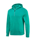 A Nike NK357 hoodie in teal green, featuring a quarter-zip front and a hood, set against a white background.