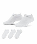 Image shows a set of five white NK360 low-cut ankle socks by Nike displayed against a plain background.