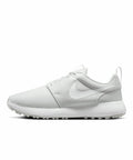 Side view of the Nike NK382 athletic shoe in light grey, featuring a white swoosh logo, mesh upper, and rubber sole.