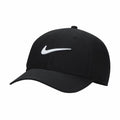 Nike NK385 baseball cap in black featuring a white swoosh logo on the front.
