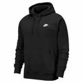 Nike NK387 hoodie in black featuring a front pocket and a white logo on the chest.