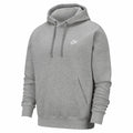 Product NK387 is a gray hoodie from Nike, featuring a front pocket, drawstring hood, and a small white logo on the chest.