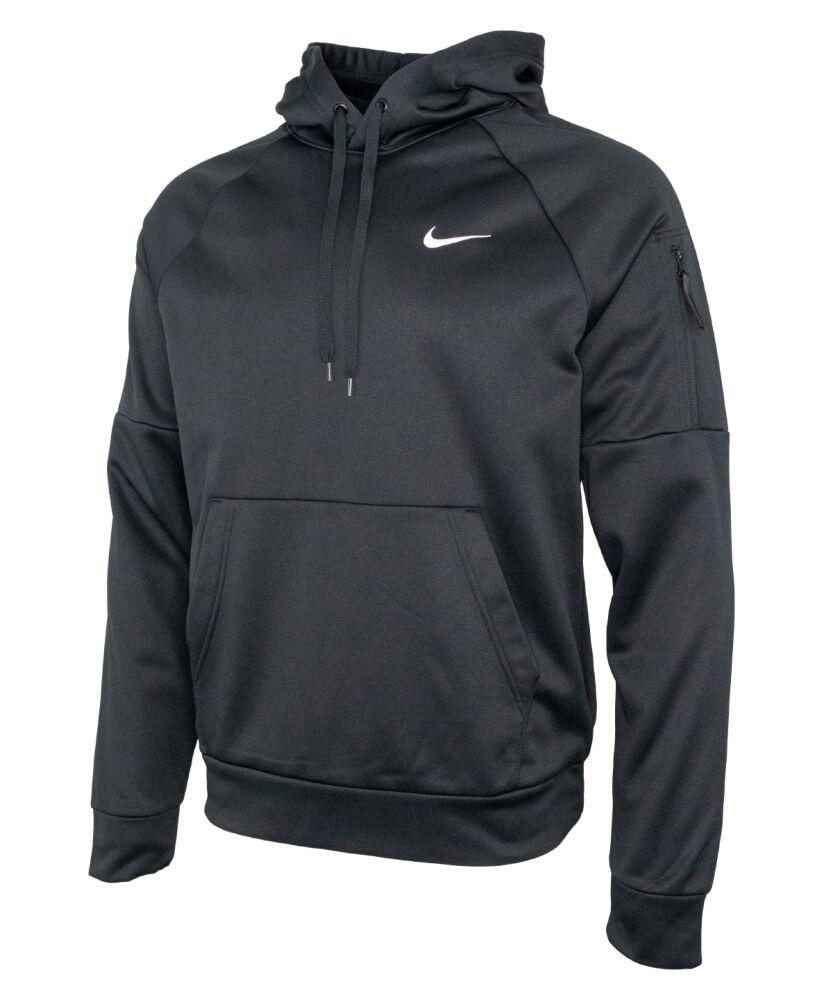 A Nike NK391 hoodie in black featuring a drawstring hood and a front pocket.