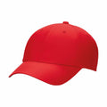 Nike NK393 solid red baseball cap featuring a curved brim and six panels.