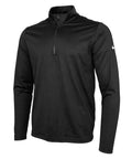 Nike's NK395 is a black long-sleeve pullover featuring a quarter-zip front and a small logo on the left sleeve.