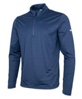 A Nike NK395 long-sleeve athletic shirt in blue featuring a quarter zip and the logo on the left sleeve.