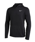 A black long-sleeve Nike hoodie top featuring a white Nike swoosh logo on the left chest, displayed against a plain white background.