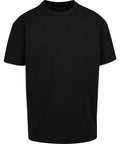 A T-shirt’s short-sleeve crew neck in plain black, shown against a white background.