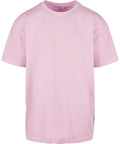 A plain light pink T-shirt short-sleeve top with a crew neckline and loose fit is shown against a white background. There are no visible logos, designs, or patterns on the garment.