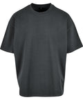 A plain, oversized black T-shirt from T-Shirts with short sleeves and a crew neckline is displayed on a white background. No logos or designs are visible.