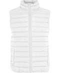The Gilets & Bodywarmers is a white, sleeveless padded gilet with horizontal quilted stitching, a front zip fastening, and a high collar. It features a clean design with no visible logos or branding.