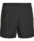Black Shorts shown from the back feature an elasticated waistband and a minimalist design with no logos, patterns, or pockets.