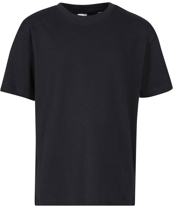 The image features a Kids oversized tee by New Morning Studios. This short-sleeve, crew neck shirt is plain black with a classic, minimalist design and no visible logos or decorations, displayed against a white background.
