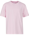 A light pink short-sleeve crew neck T-shirt is shown on a white background.