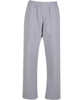 Grey tracksuit bottoms with an elasticated waistband and straight legs, displayed on a plain white background. No visible pockets or logos are present.