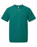 NN200 by Onna by Premier is a green short-sleeve medical scrub top featuring a V-neck and a chest pocket, shown against a white background.