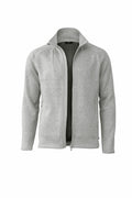 Nimbus Play's NP08M gray zip-up fleece jacket, featuring a high collar and long sleeves, showcased against a plain white background.