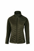 Nimbus Play NP09F is an olive green zip-up jacket with a quilted front, collar, long sleeves, and side pockets.