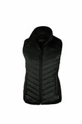 Introducing the Nimbus Play NP10F: a sleek black sleeveless quilted vest featuring a high collar and front zipper, presented against a plain white background.