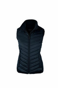 The NP10F by Nimbus Play is a black quilted sleeveless vest featuring a front zipper and high collar.
