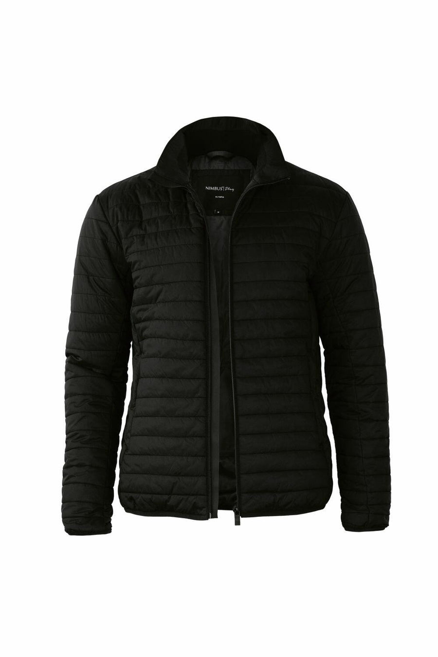 A Nimbus Play NP11M, black padded winter jacket featuring a high collar and front zipper closure.