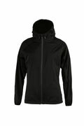 The NP14F by Nimbus Play is a sleek black jacket featuring a hood, zip-up design, and long sleeves, showcased on a simple white background.