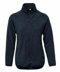 Introducing the Nimbus Play NP15F: a black fleece jacket equipped with a full-length zipper, convenient side pockets, and an additional chest pocket.