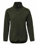 Nimbus Play's NP15F features a dark green fleece jacket design with a zip-up front, high collar, and two front pockets.