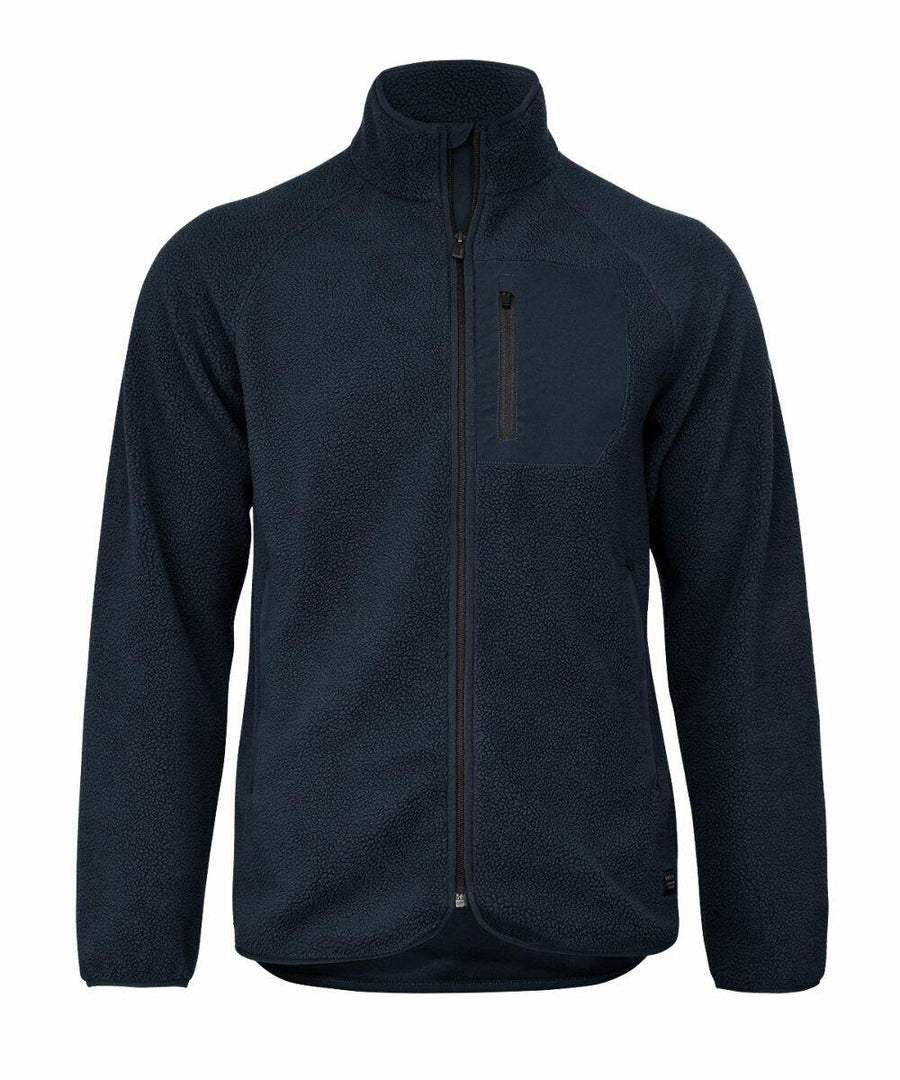 Nimbus Play's NP15M is a dark blue fleece jacket featuring a front zipper and a chest pocket.