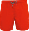 Kariban Proact PA168 swim shorts in a vibrant red color featuring a black-and-white drawstring.