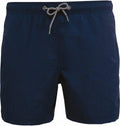 Kariban Proact's PA168 features navy blue swim shorts with a black and white drawstring waistband.