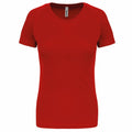 Kariban Proact's PA439 features a red short-sleeve t-shirt with a round neckline, showcased against a white background.
