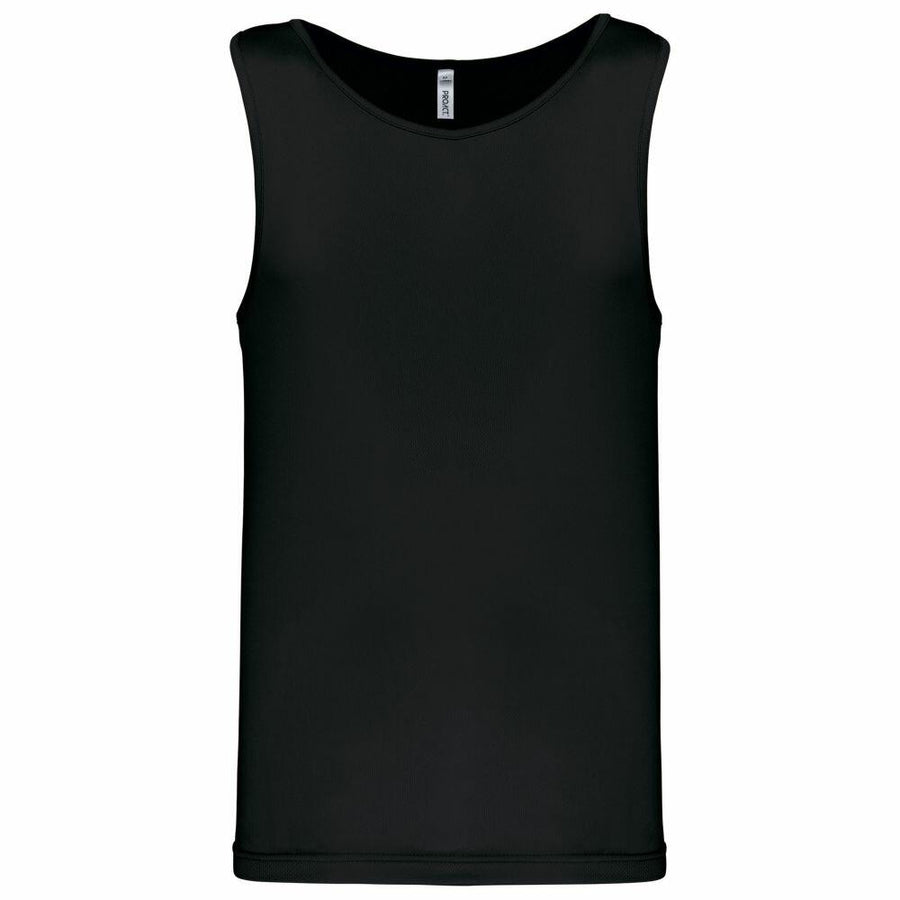 The PA441 by Kariban Proact is a plain black sleeveless tank top displayed against a white background.