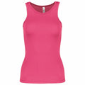 A PA442 athletic tank top by Kariban Proact, featuring a sleeveless design in pink and presented against a white background.