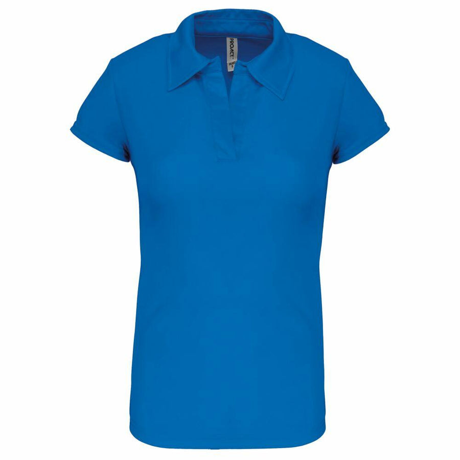 PA483 by Kariban Proact, a blue short-sleeve polo shirt with a collar, displayed against a plain white background.