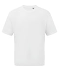 Plain white T-shirts with short sleeves and crew neckline displayed on a white background, featuring no visible logos, graphics, or patterns.