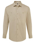 A beige Shirts long-sleeve button-up with a collar and two chest pockets, shown on a white background.